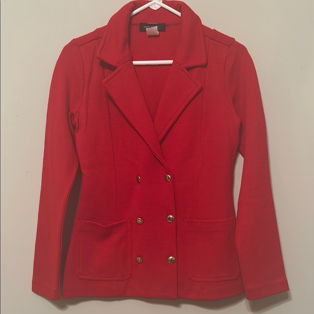 Level Eight Brand Vibrant Red Tailored Suit Jacket with Structured Shoulders